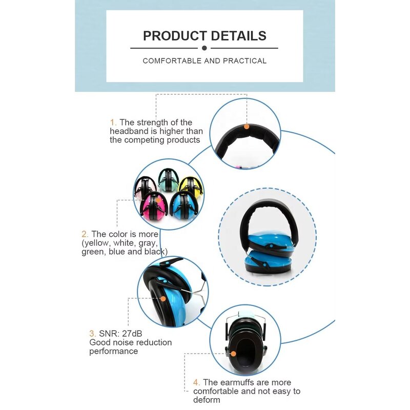 Kids Earplugs Earmuffs - Manufacturer - Colorful Comfortable Hearing Protection Baby Noise Canceling