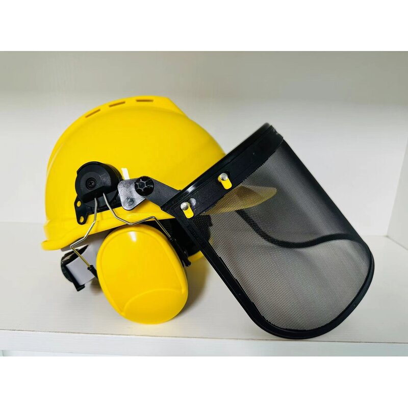 Chainsaw Helmet - Manufacturer - Full Protection Forestry Mesh Face Shield 30dB Earmuffs Yellow