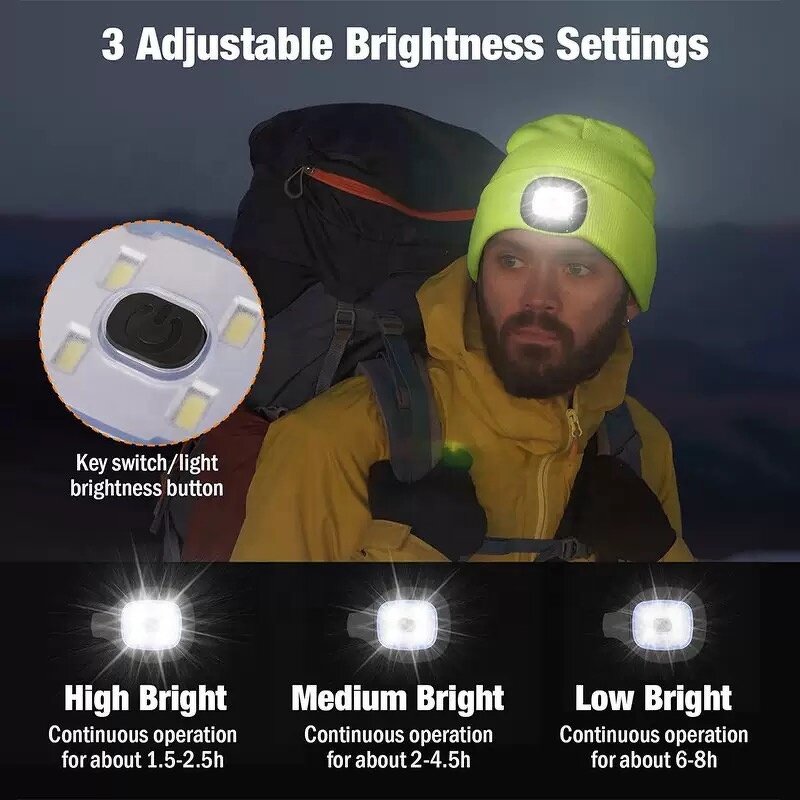 Winter LED Cap - Manufacturer - Fashion Rechargeable Battery Charge Adult Outdoor Warm Hat