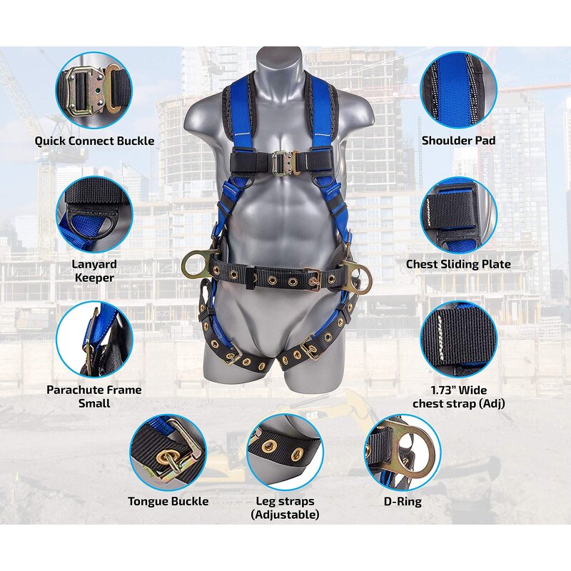 5pt Safety Harness - Manufacturer - Best Construction Fall Arrest Industrial Double Lanyard