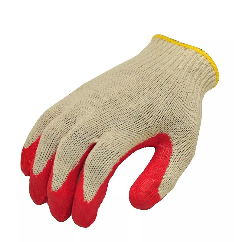10G Cotton Gloves - Manufacturer - Loktar White Red Smooth Latex Palm Coated Safety Work