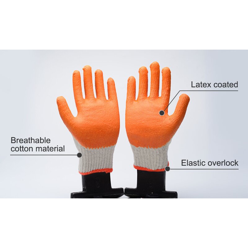 10G Cotton Gloves - Manufacturer - Loktar White Red Smooth Latex Palm Coated Safety Work
