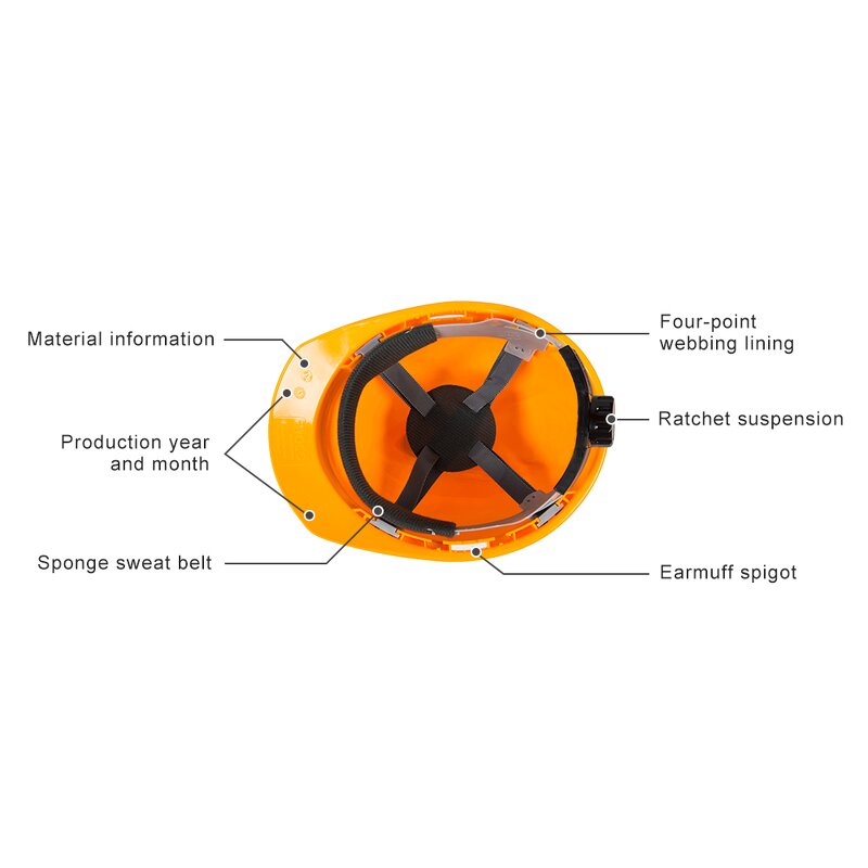 Yellow Safety Helmet - Manufacturer - EN397 MSA Style Vented Custom Logo ABS Construction