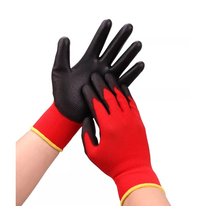 PU Coated Gloves - Manufacturer - Loktar Custom Logo Polyester Knitted Black General Purpose
