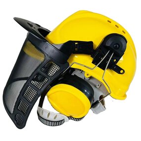 Chainsaw Helmet - Manufacturer - Full Protection Forestry Mesh Face Shield 30dB Earmuffs Yellow