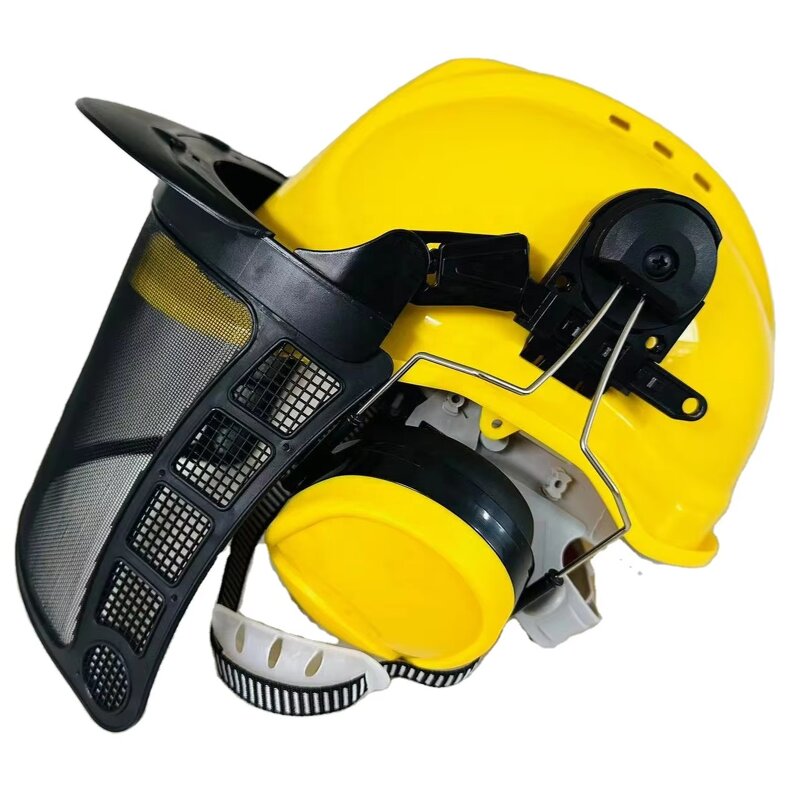 Chainsaw Helmet - Manufacturer - Full Protection Forestry Mesh Face Shield 30dB Earmuffs Yellow