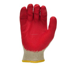 10G Cotton Gloves - Manufacturer - Loktar White Red Smooth Latex Palm Coated Safety Work