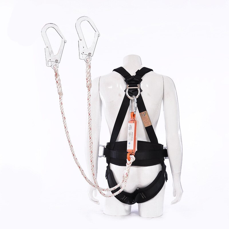 Polyester Safety Harness - Manufacturer - Good Brand Fall Arrest Equipment Double Lanyard PPE