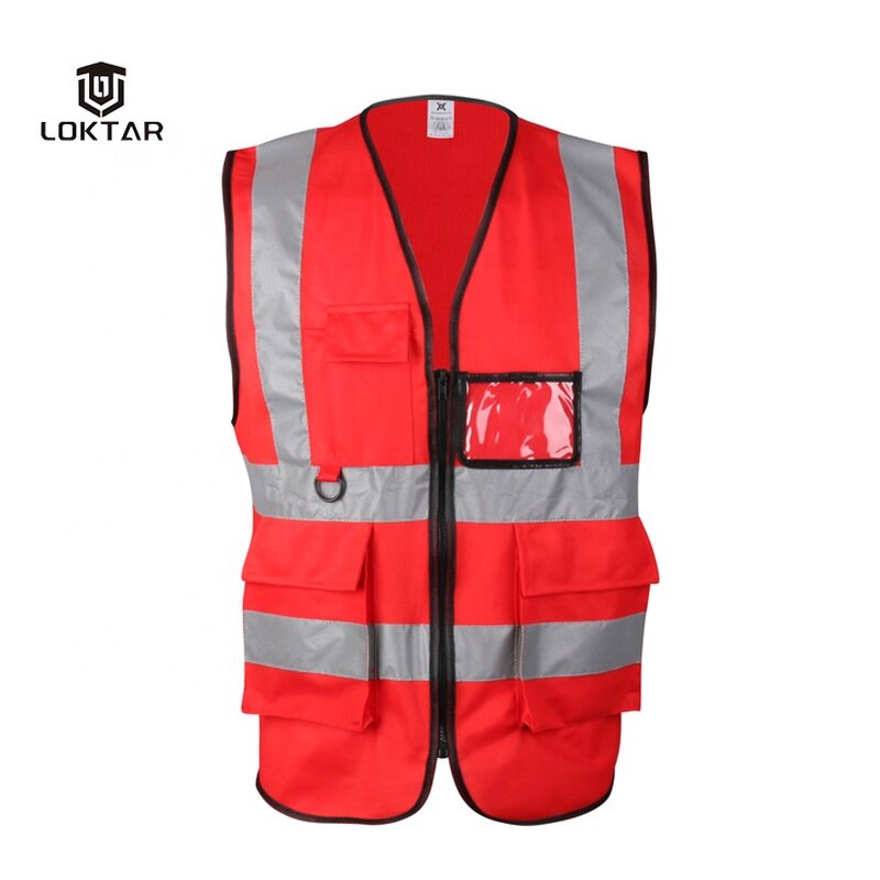 Construction Reflective Vest - Manufacturer - Oversize YY-504 Black With Pockets Custom Logo