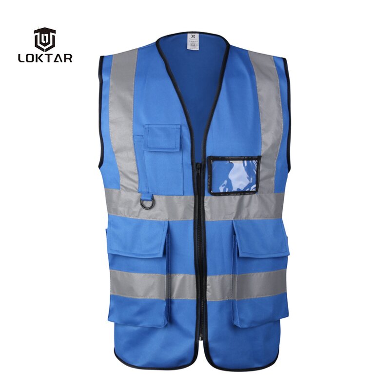 Construction Reflective Vest - Manufacturer - Oversize YY-504 Black With Pockets Custom Logo