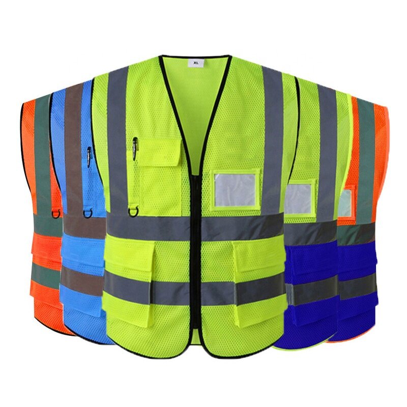 Construction Reflective Vest - Manufacturer - Oversize YY-504 Black With Pockets Custom Logo