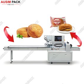 Easy-to-operate Automatic Horizontal Croissant Puffs Packing Machine Automatic Pillow Bag Dough Donut Packaging Machine