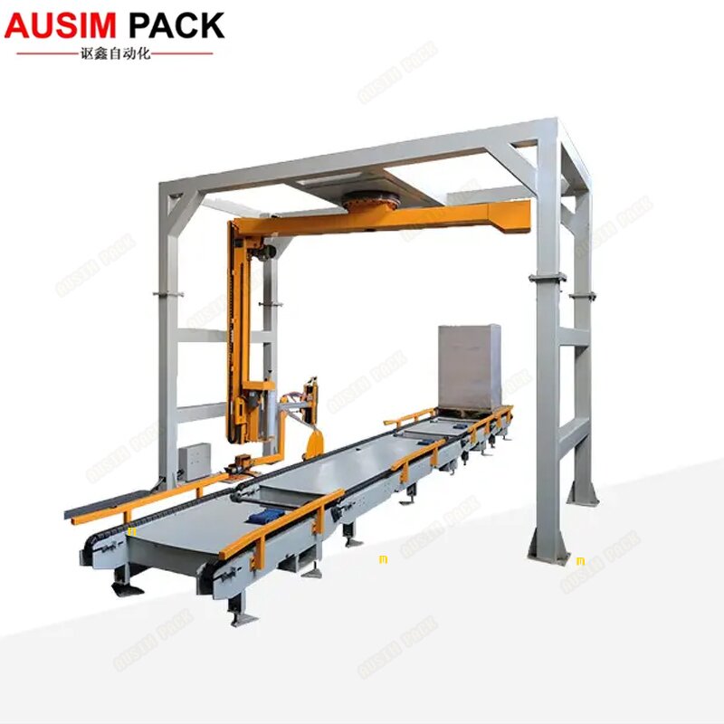 Pallet Wrapping Machine Manufacturer - Full-Automatic Rotary Cantilever Arm Top Film Dispenser with PLC