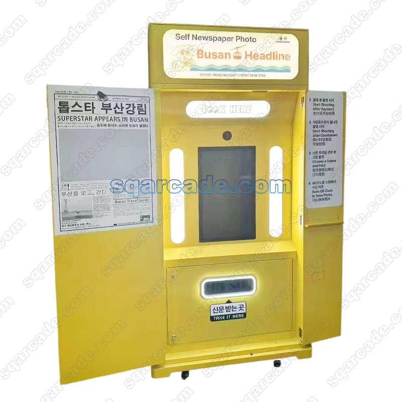 Photo Booth Manufacturer - Customizable Newspaper Retro with Camera Printer Touch Screen Self-service