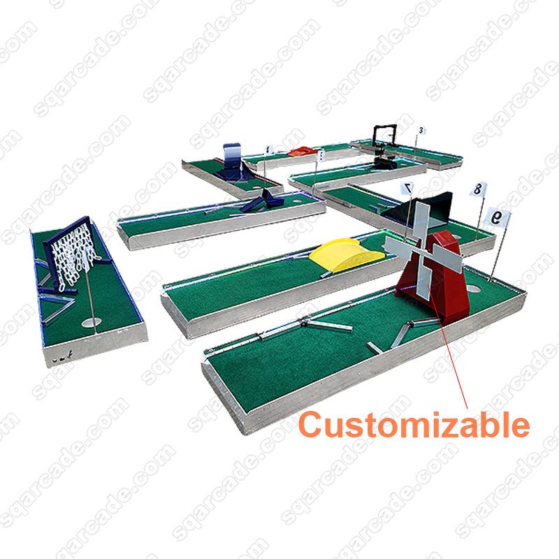 Glow Golf Rental Manufacturer - Indoor Carnival Blacklight Portable LED Mini Course Green+Black Nylon/TPR/Rubber
