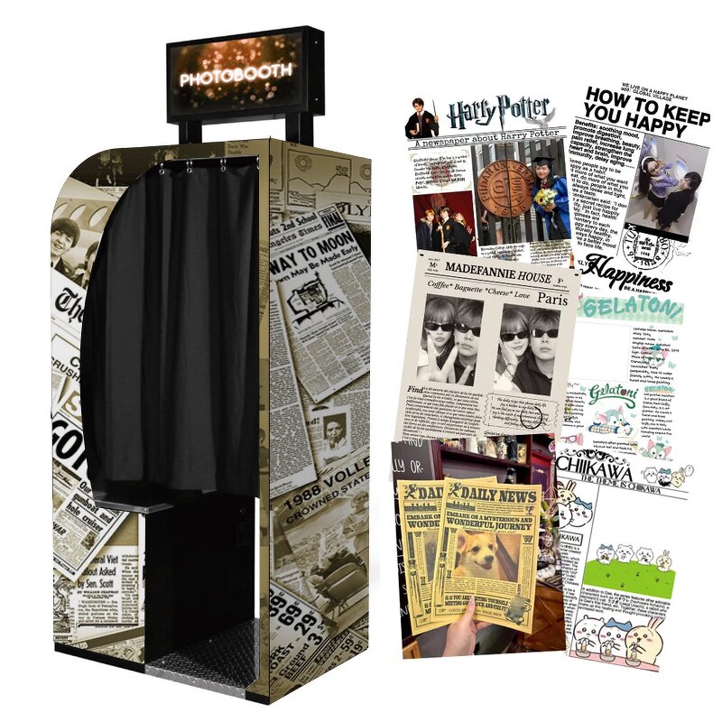 Photo Booth Manufacturer - Retro Newspaper with AR Effect Self-Service for Old Newspaper Style Pictures