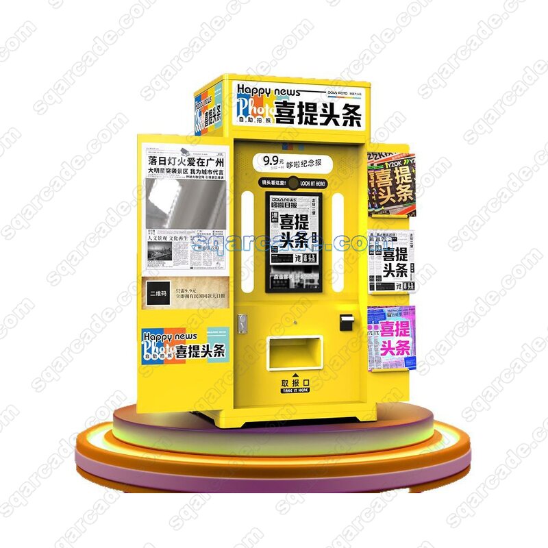 Photo Booth Manufacturer - Customizable Newspaper Retro with Camera Printer Touch Screen Self-service