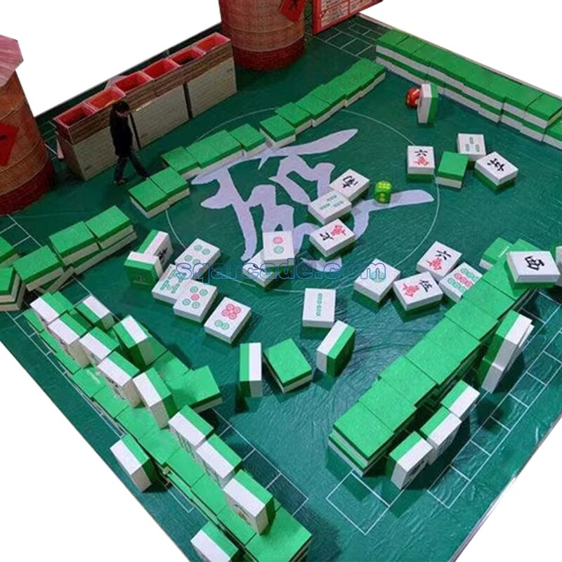 Mahjong Tiles Game Set Manufacturer - Custom Indoor/Outdoor Amusement Activity Park Booth Giant Foam Rummy with Mat