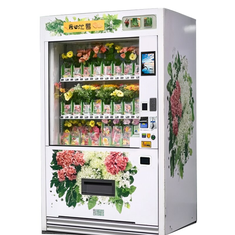 Flower Vending Machine Manufacturer - Customizable Self-service Coin-operated Cash Payment Touch Screen with Refrigerator