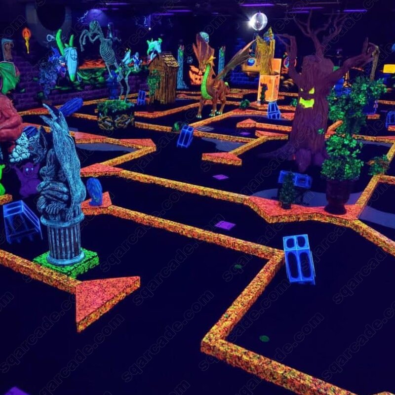 Mini Golf Course Manufacturer - Monster Glow Custom Interactive Neon Setup for Indoor Entertainment