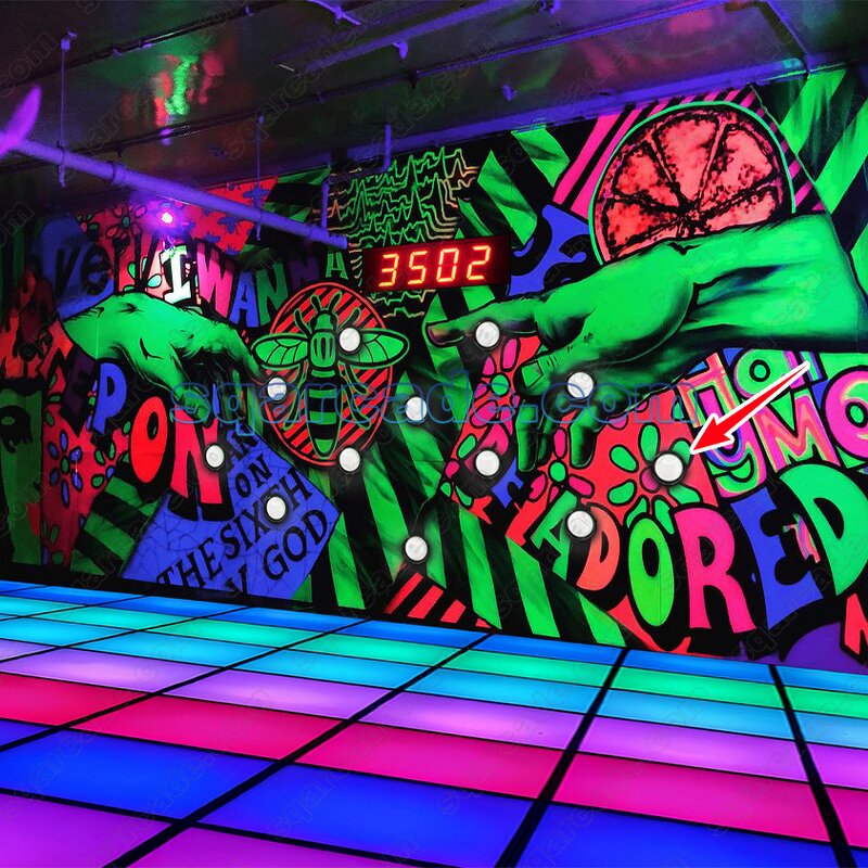 LED Glow Wall Game Manufacturer - Fluorescent Background BATAK Pro Interactive Jumping Grid for Amusement Park