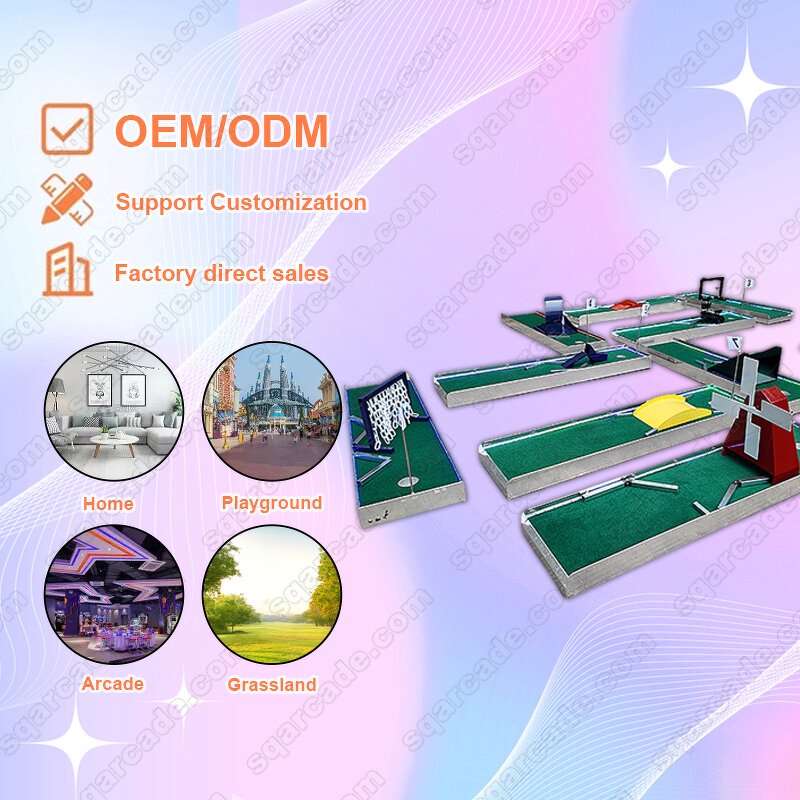 Glow Golf Rental Manufacturer - Indoor Carnival Blacklight Portable LED Mini Course Green+Black Nylon/TPR/Rubber