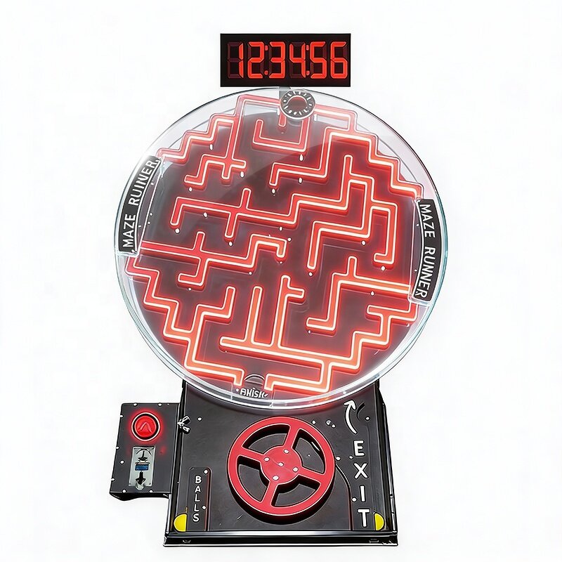 Maze Game Manufacturer - Coin-operated Gravity Round 3D Puzzle Reaction Ball Track Bead Labyrinth with LED