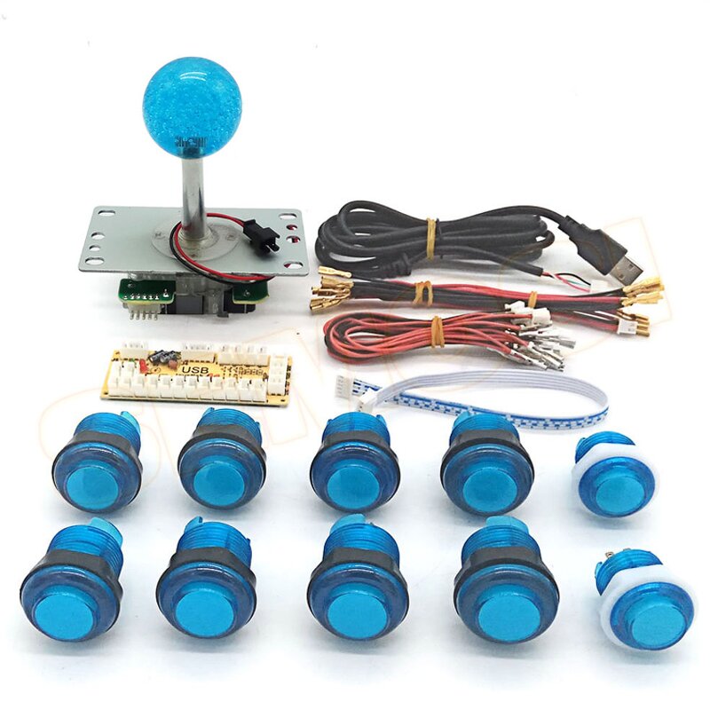 Arcade DIY Kit - Manufacturer - LED Push Buttons Blue Sanwa Joysticks Set