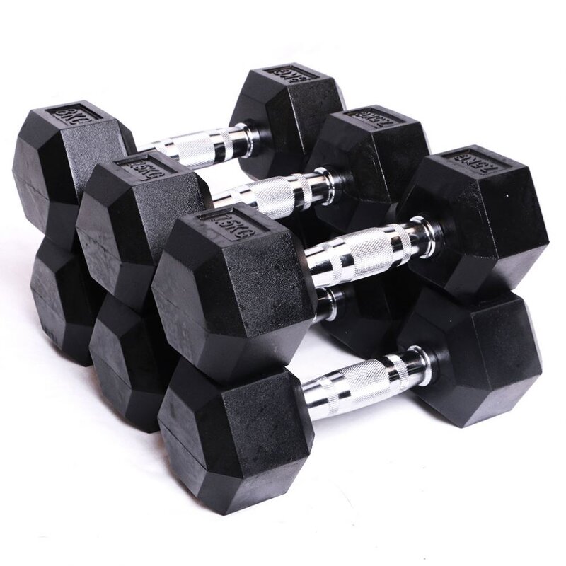 Rubber Dumbbell - Manufacturer - Hex Shape Gym Used Factory Supplied Cheap