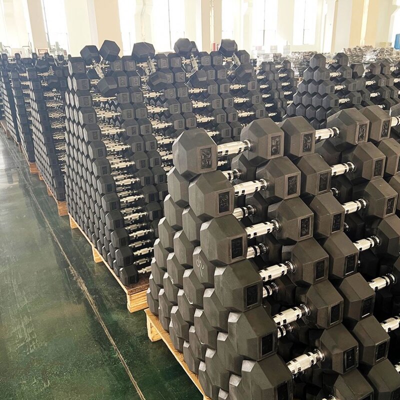 Rubber Dumbbell - Manufacturer - Hex Shape Gym Used Factory Supplied Cheap