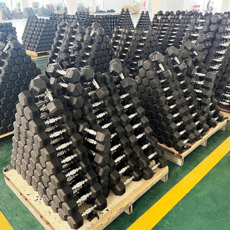 Rubber Dumbbell - Manufacturer - Hex Shape Gym Used Factory Supplied Cheap