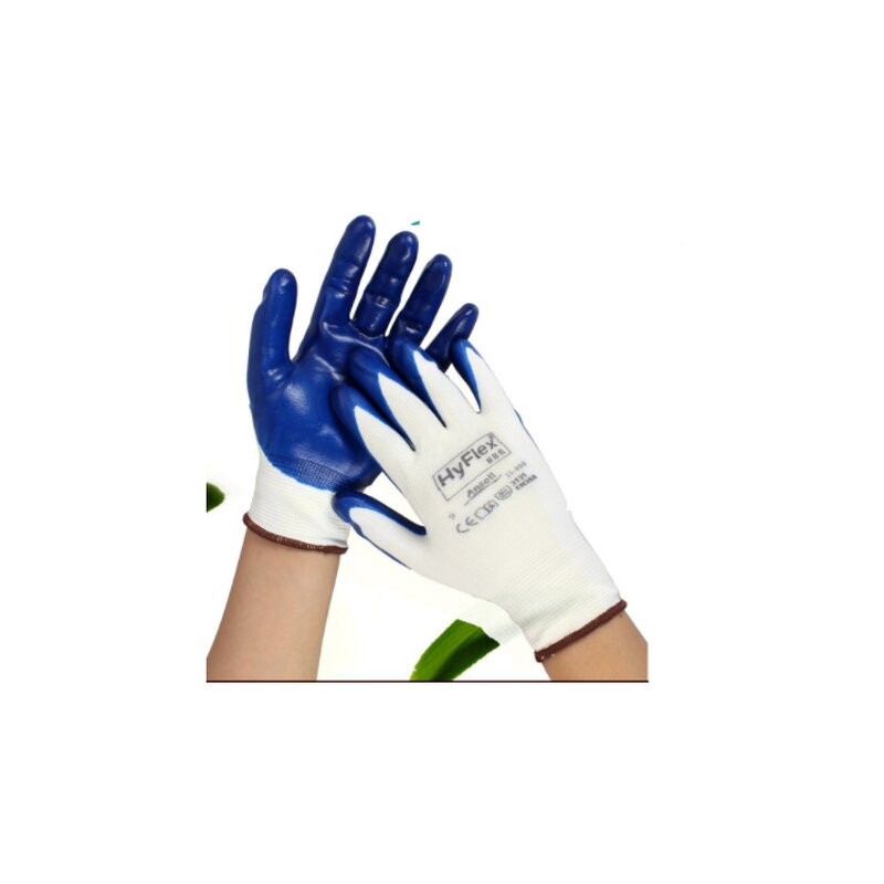 Ansell Hyflex Glove - Manufacturer - 11-900 Blue Palm Nylon Nitrile Protective