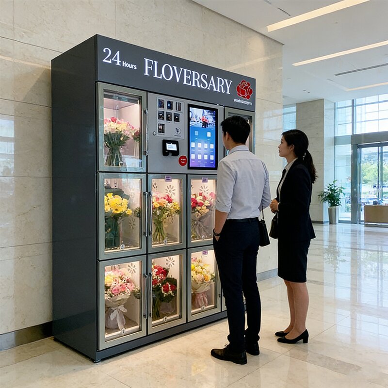 Flower Vending Machine Manufacturer - Refrigerator Touch Screen Credit Card Payment 24-hour Self-service