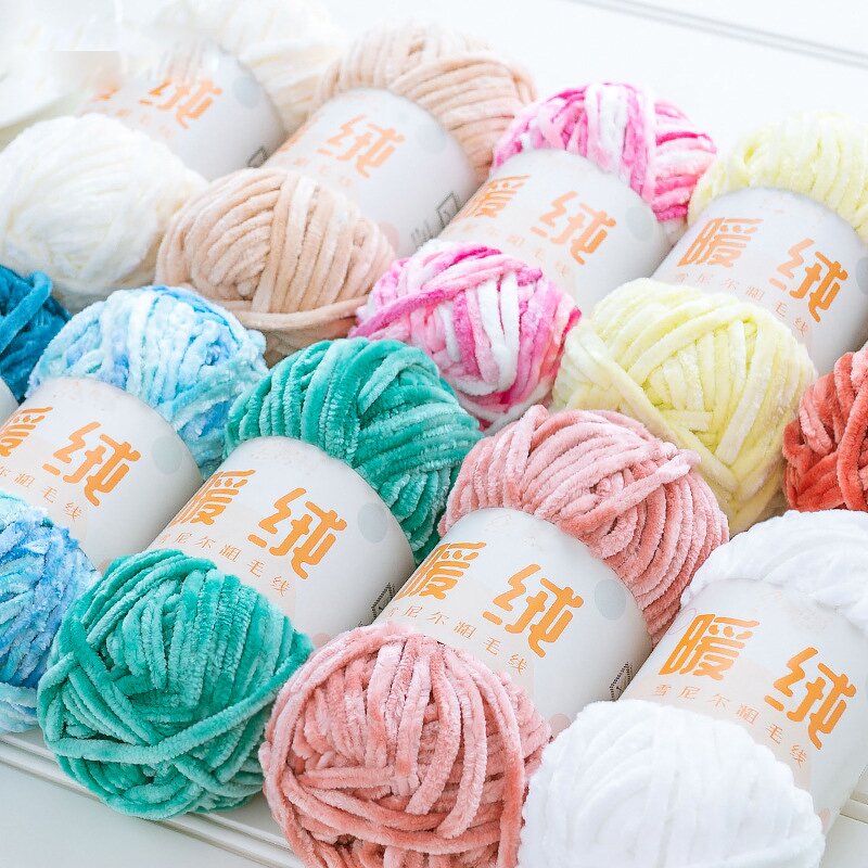 Polyester Chenille Yarn - Manufacturer - 100g Dyed Pattern Hook Shoes Knitting