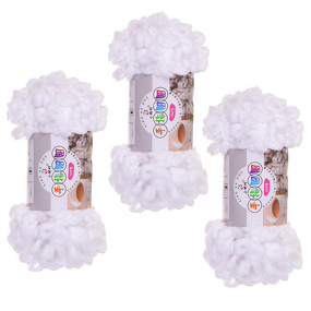 Puffy Loop Yarn - Manufacturer - Chunky Fluffy White Finger Crochet DIY Knitting