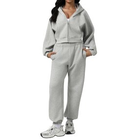 Women's Sweatshirt Set - Manufacturer - Autumn Winter Thickened Hooded Zip 2 Piece