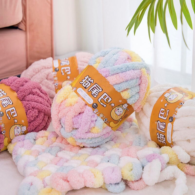 Super Bulky Chenille Yarn - Manufacturer - Plush Variegated Solid Crocheting