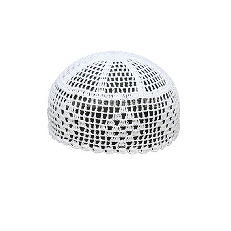 Islamic Kufi Cap - Manufacturer - Handmade Crochet White Elastic Muslim Men