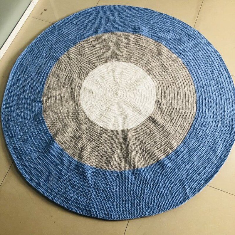 Crochet Baby Rug - Manufacturer - 120CM Round 100% Cotton Flower Pattern Washable