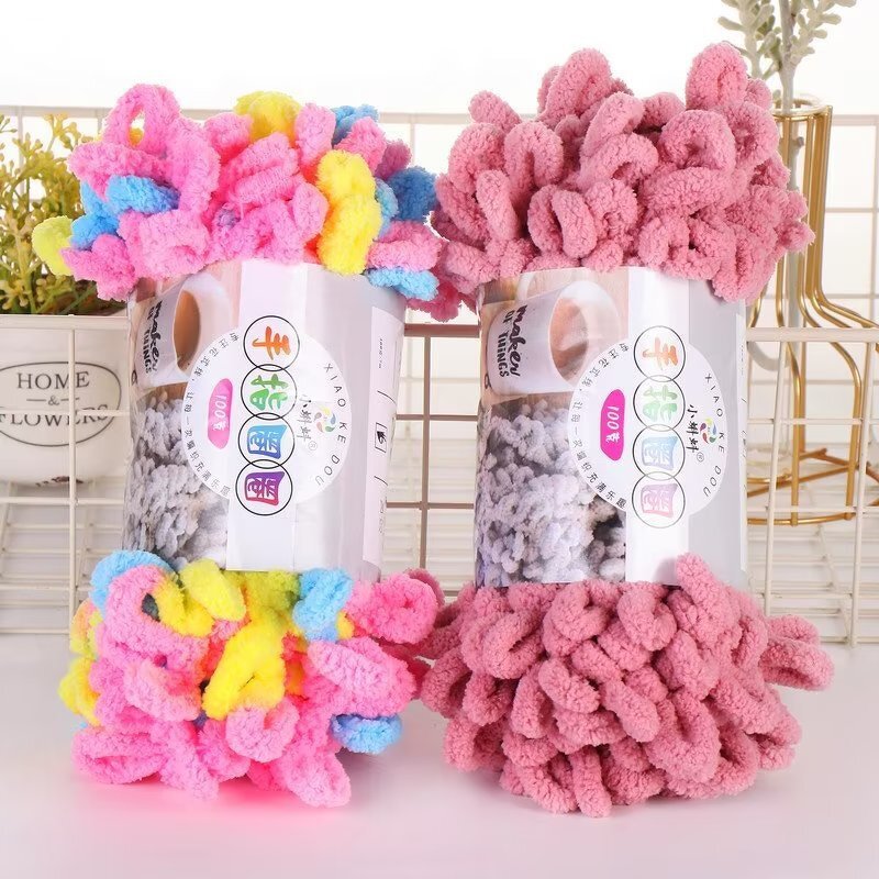 Puffy Loop Yarn - Manufacturer - Chunky Fluffy White Finger Crochet DIY Knitting