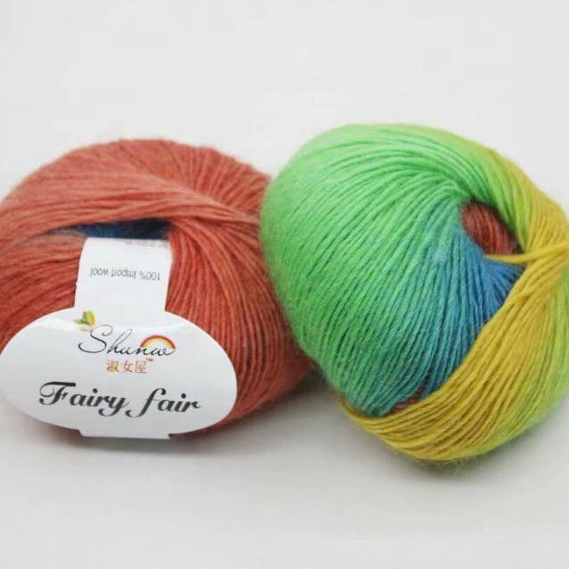 Wool Yarn - Manufacturer - 100% Section-Dyeing Worsted Rainbow Hand Knitting