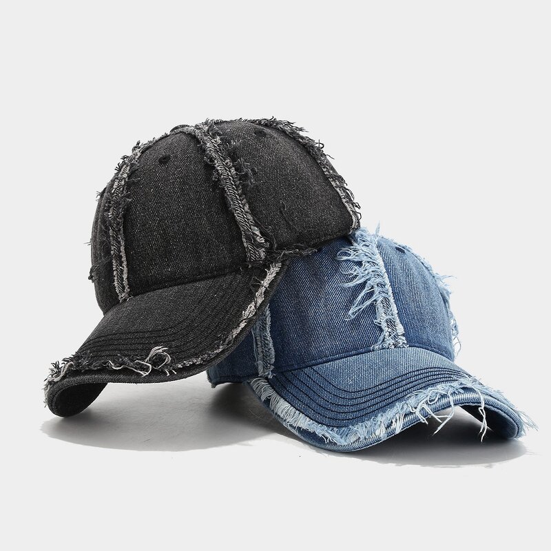 Denim Baseball Cap - Manufacturer - Washed Soft Top Raw Hem Unisex Vintage