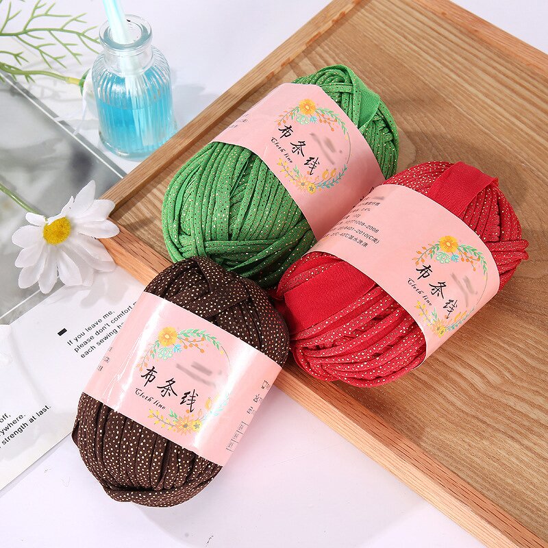 Leather T-Shirt Yarn - Manufacturer - 100g Shiny Polyester Recycled Dyed DIY Bag