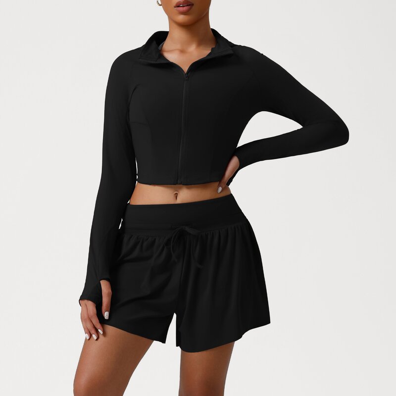 Women's Tracksuit Set - Manufacturer - Breathable Hooded Zip Sweatshirt Shorts