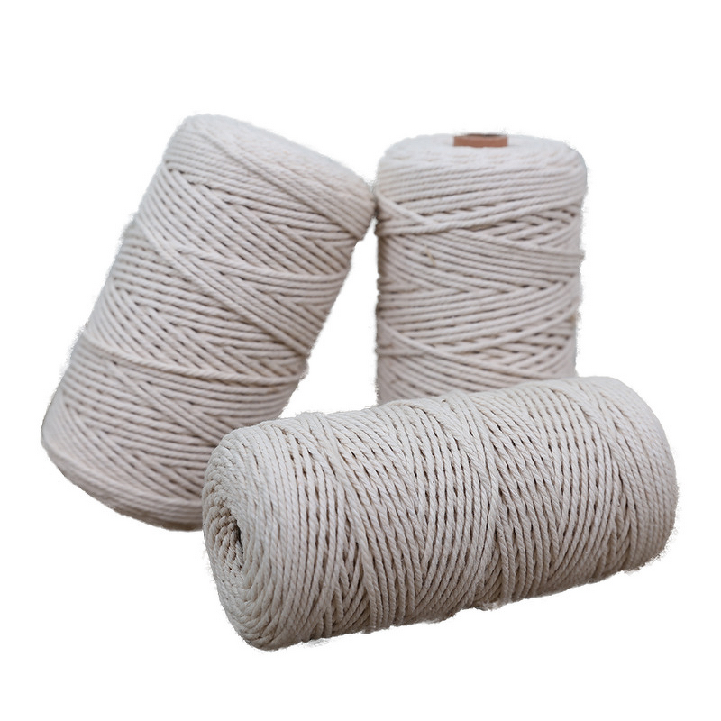 Cotton Rope - Manufacturer - 3mm Natural White Twisted Macrame Cord DIY
