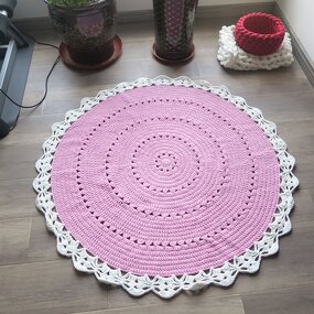 Crochet Baby Rug - Manufacturer - 120CM Round 100% Cotton Flower Pattern Washable