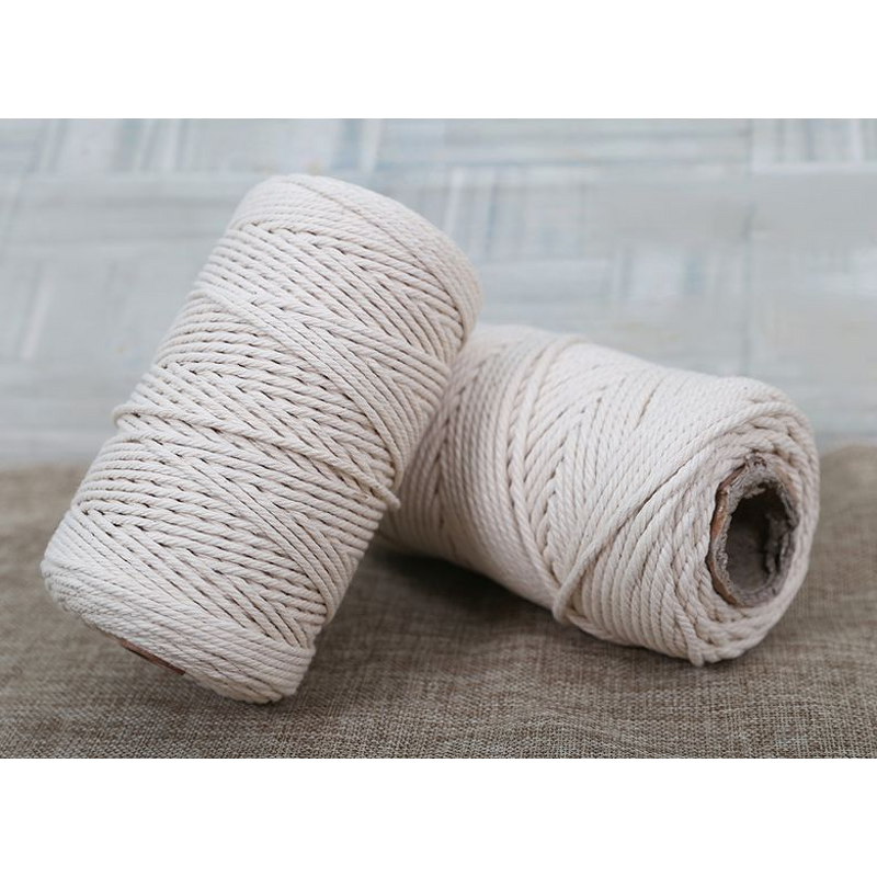 Cotton Rope - Manufacturer - 3mm Natural White Twisted Macrame Cord DIY