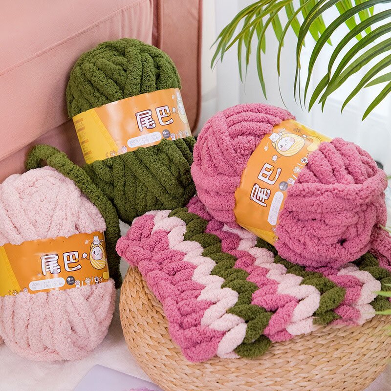 Super Bulky Chenille Yarn - Manufacturer - Plush Variegated Solid Crocheting