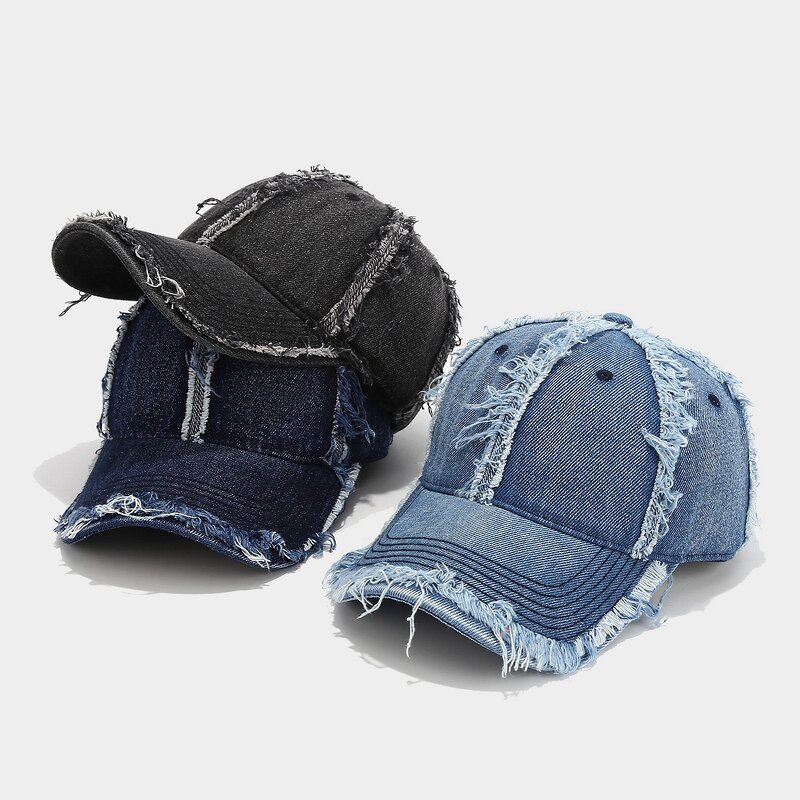 Denim Baseball Cap - Manufacturer - Washed Soft Top Raw Hem Unisex Vintage