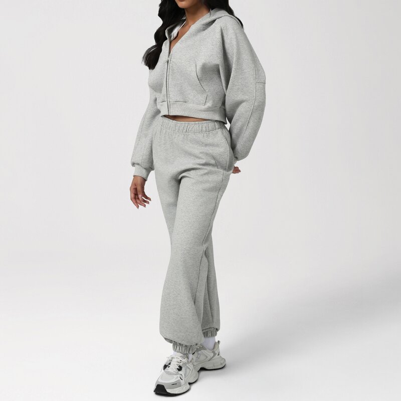 Women's Sweatshirt Set - Manufacturer - Autumn Winter Thickened Hooded Zip 2 Piece